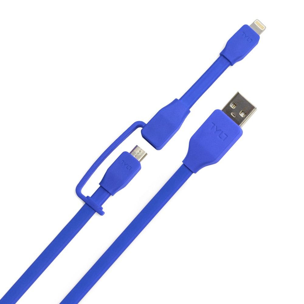 Кабель (2 в 1) Lightning/micro 20см (scien) blue