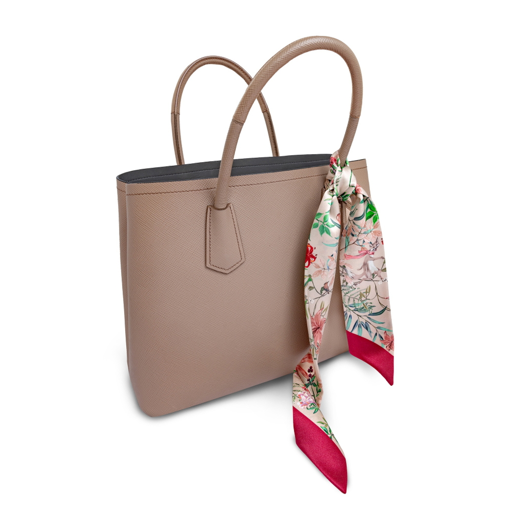 Шелковый твилли шарф Mollen Корсак пудровый