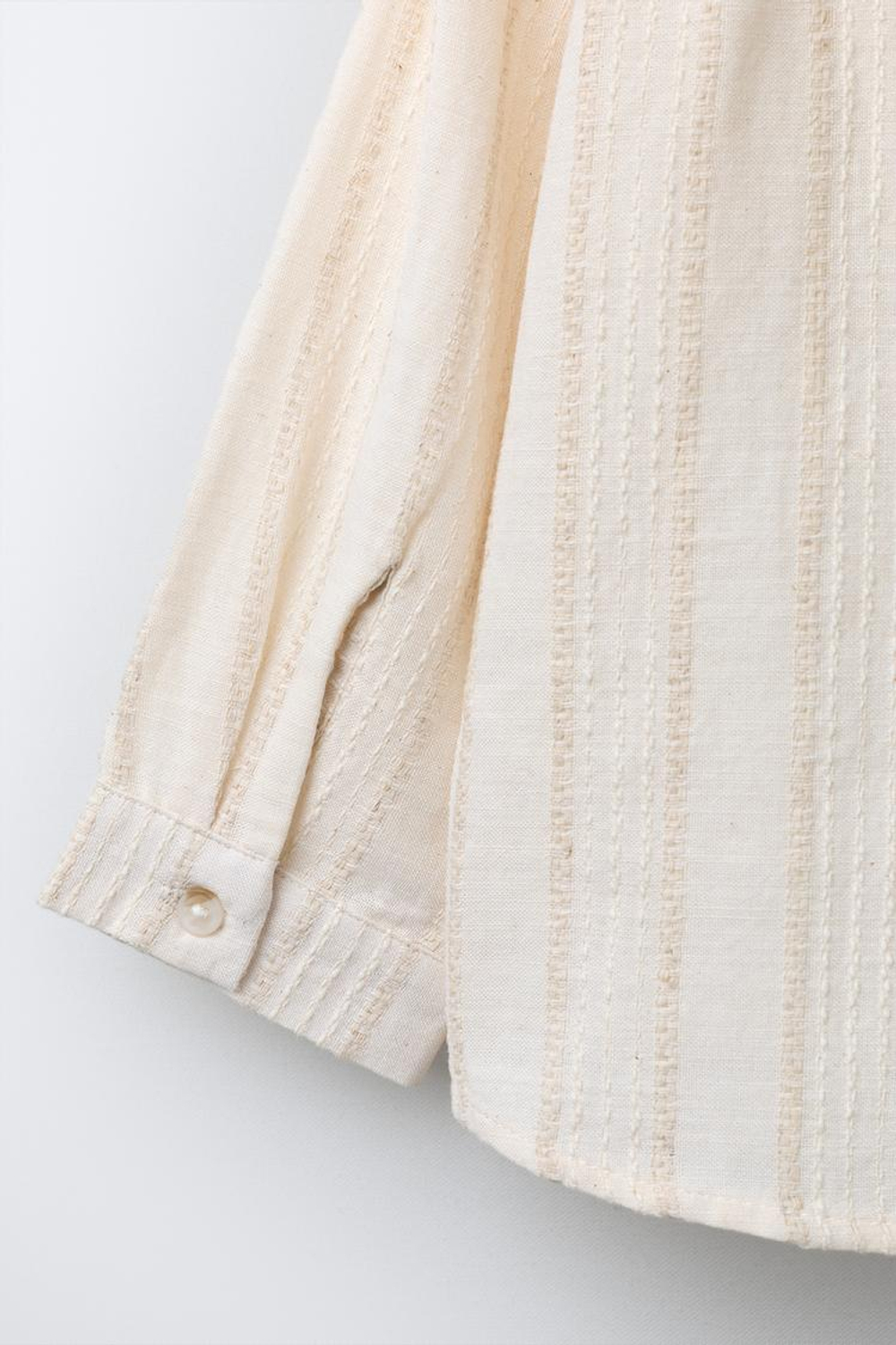 ZARA КУРТКА-РУБАШКА В ПОЛОСКУ С КАПЮШОНОМ, ЭКРЮ