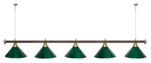 Лампа STARTBILLIARDS 5 пл. (плафоны зеленые,штанга зеленая,фурнитура золото)