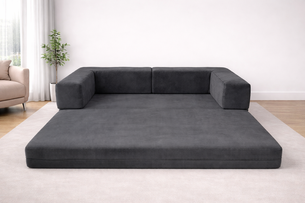 Диван бескаркасный тёмно-серый