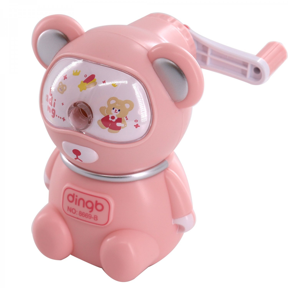 Точилка механическая Alingar, "Мишка-космонавт", 1 отверстие, пластиковый корпус, цвета ассорти, инд. упаковка, 85*110*105 мм