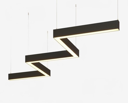 Подвесной LED светильник "ЗигЗаг" LP85-STEPS-L135-5S870 (сегмент 872 мм) 115Вт 3000K 10580Лм черный 4027х382х80мм DIOLUM