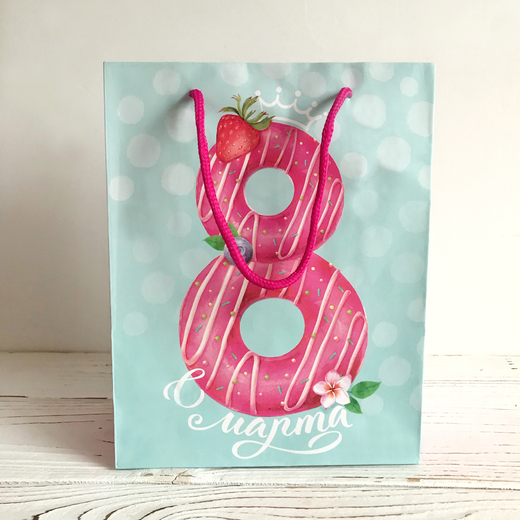 Крафт пакет "8 марта", 18х23х8 см