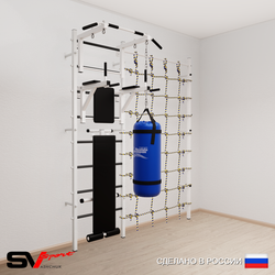 Шведская стенка Sv Sport усиленная 60510 (Турник стандарт/Брусья/Скамья/Цепь/Мешок 15кг/Канатный лаз)