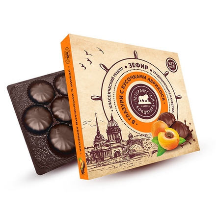 Зефир Солнечный Абрикос с кусочками абрикоса в глазури (картон) 225г