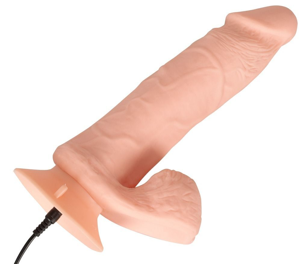 Телесный вибратор на присоске с пультом ДУ Bendable RC Vibrator with Balls - 20,8 см. (Цвет: телесный)