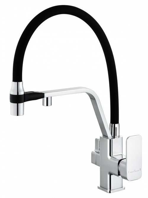 Смеситель для кухни с гибким изливом и подключением фильтра WONZON & WOGHAND, Хром (WW-88458013-CR)