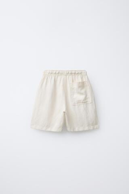 ZARA ШОРТЫ-БЕРМУДЫ ИЗ ЛЬНЯНОЙ ТКАНИ, ЭКРЮ