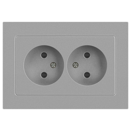 Розетка Intro Accent 6-204-03 двойная 2х2P 16А-250В IP20 СУ AL/CU алюминий