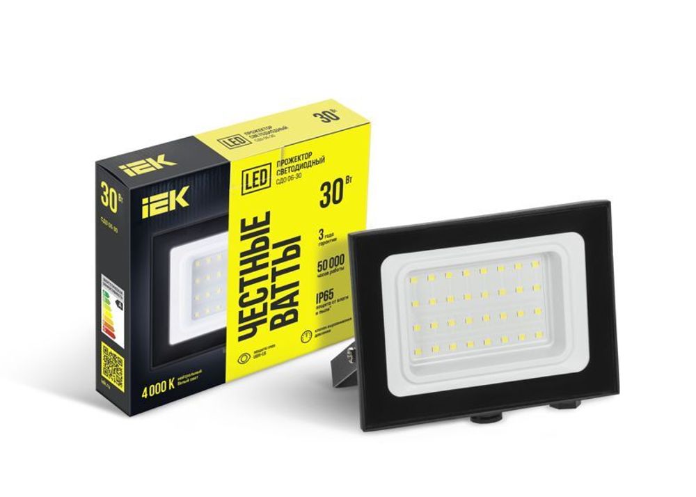 Прожектор светодиодный СДО 06-30 4000К IP65 черн. IEK LPDO601-30-40-K02