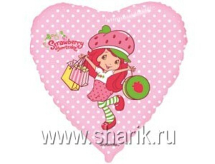 Ф СЕРДЦЕ С РИС 18" Девочка Клубничка с подарками