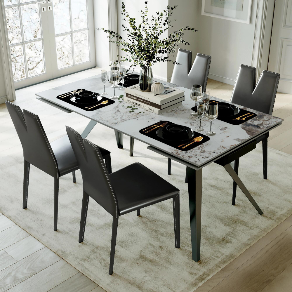 Стол раскладной Asti (160+40+40), керамика матовая Black Gold