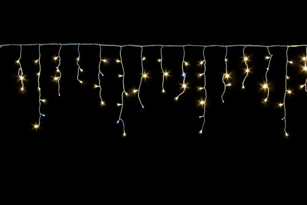 Гирлянда для дома БАХРОМА «Мерцание» ш3м* в0,3/0,5/0,7 см 100 ламп LED, прозрачн.провод,1 реж, IP-20, Теплый белый (возможность соединения)
