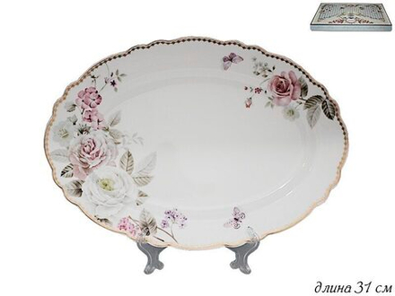 Lenardi 108-229 Овальное блюдо 31см.ПИОНЫ в под.уп.(х18)Фарфор