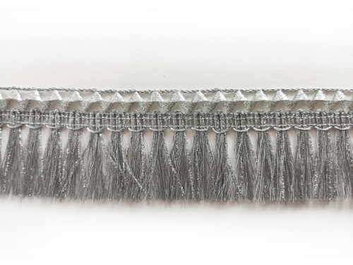 Бахрома-щётка  Люкс металлизированная люрекс 4,3см серебро