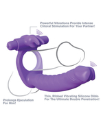 Эрекционное кольцо Silicone Double Penetrator Rabbit с анальным фаллоимитатором (Цвет: фиолетовый)