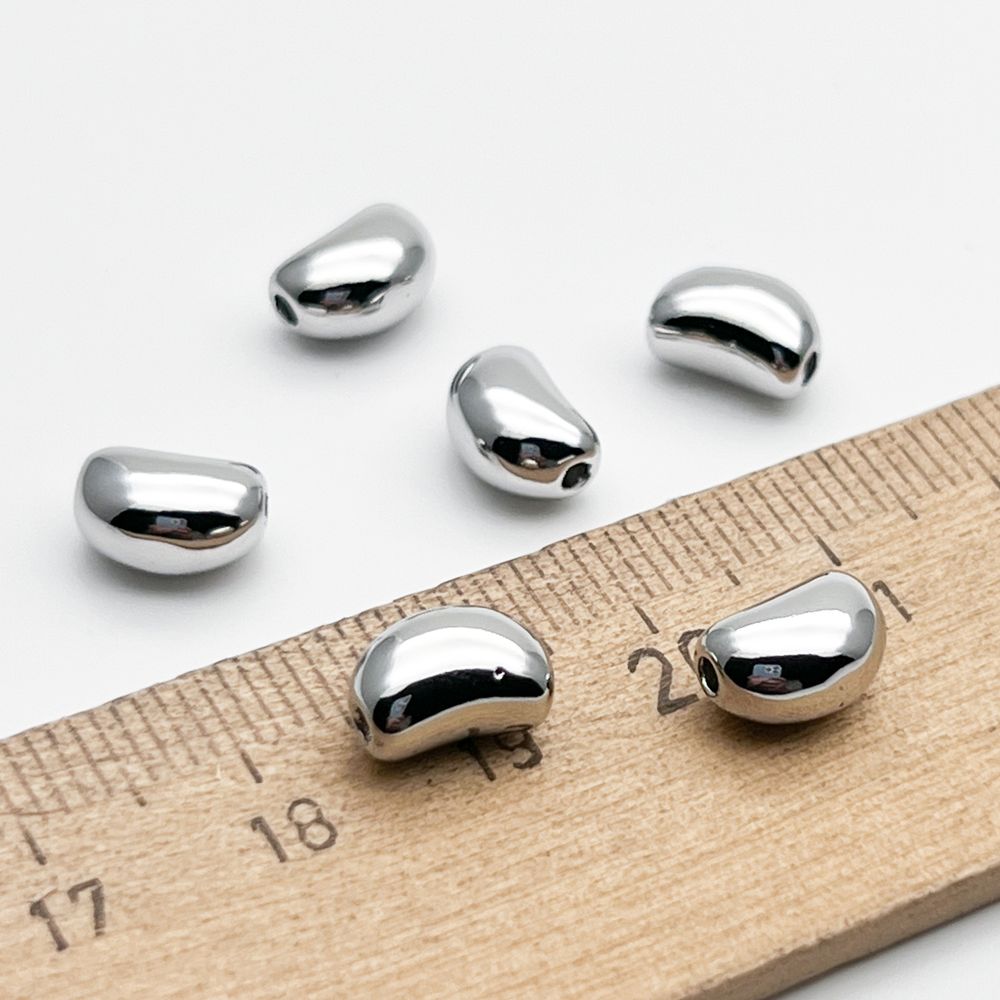 Бусина, цвет серебро (родий), размер 8,3*6 мм, цена за 1 шт