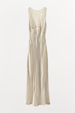 ZARA АТЛАСНОЕ ПЛАТЬЕ С ЭФФЕКТОМ ЖАТОЙ ТКАНИ — LIMITED EDITION, БЕЖЕВЫЙ