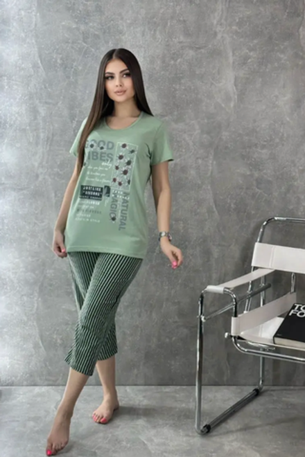 Пижама х/б бриджи+футболка УБФ0040