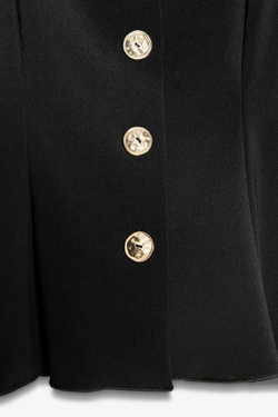 ZARA ТОП С ЭЛАСТИЧНЫМ ЖИЛЕТОМ И БАСКОЙ, ЧЕРНЫЙ