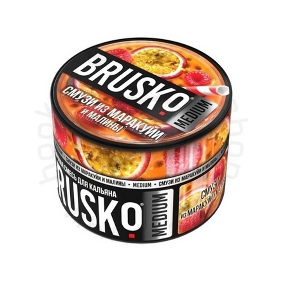 Бестабачная смесь для кальяна BRUSKO, 50 г, Смузи из маракуйи и малины, Medium (М)