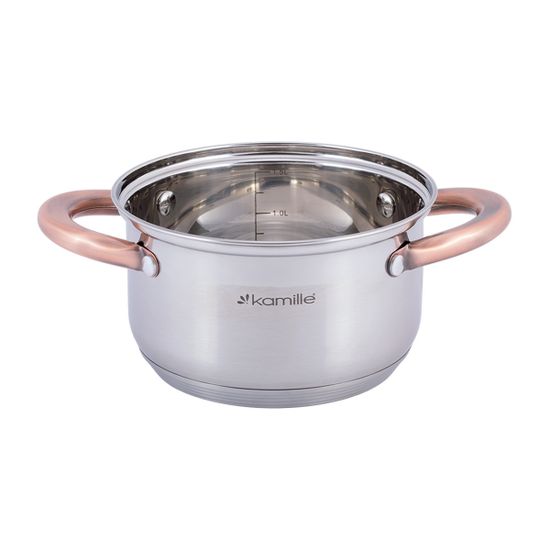 Кастрюля 1,5 л. из нержавеющей стали Kamille KM 4930 с медными ручками