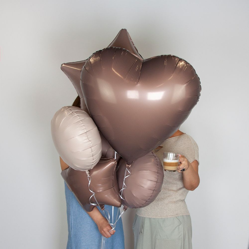 Шар (30''/76 см) Звезда, Мистик, Кофе Латте, Сатин, 1 шт. в уп.