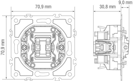 Механизм выключателя В1 с 3-х мест (перекрёстного), быстрозажимные контакты, 16 A 250, серия D16