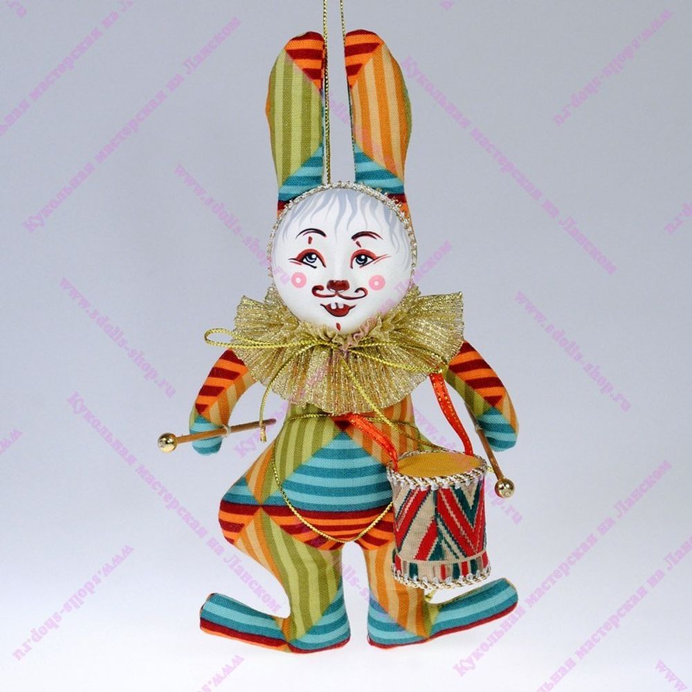 Ёлочная игрушка Кролик с барабаном