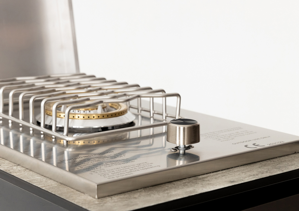 Шкаф напольный с газовой плитой Lounge D-14P, 40 см, черный/серый каспий