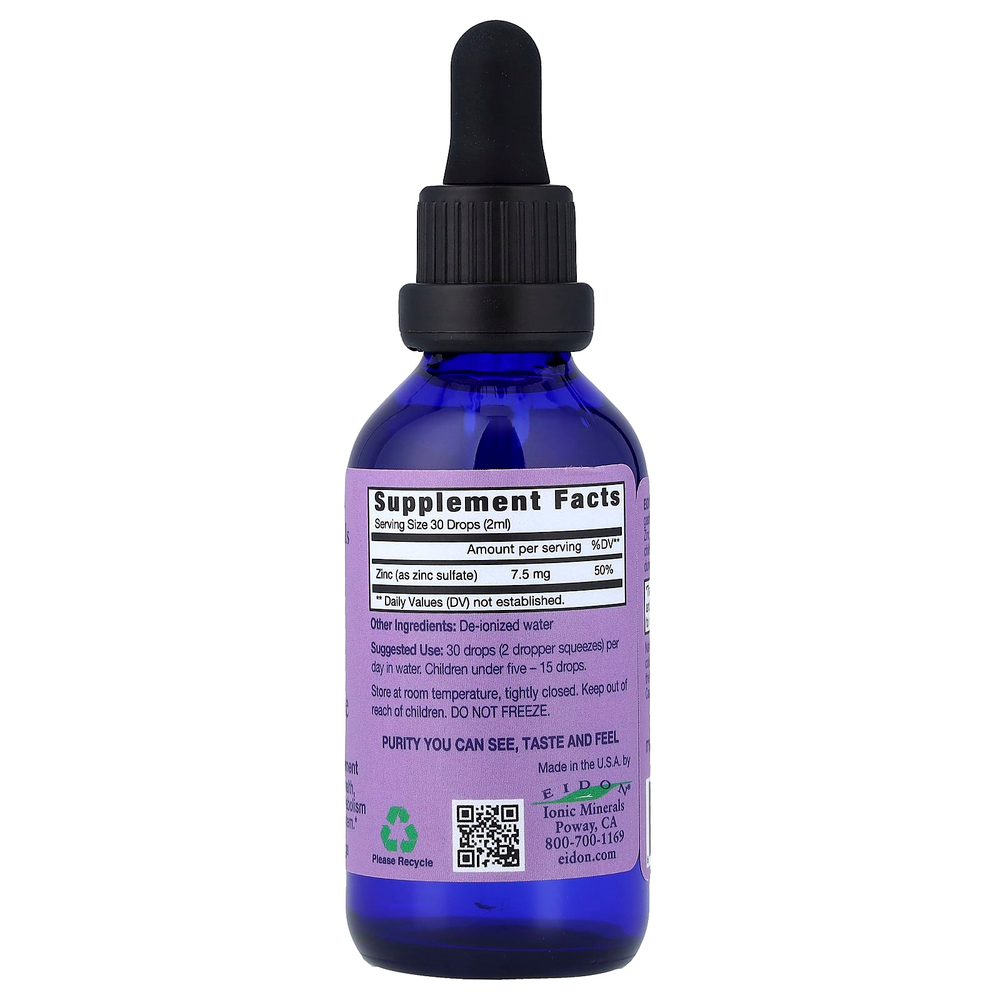 Eidon Ionic Minerals, ионные минералы, цинк, жидкий концентрат, 60 мл (2 унции)