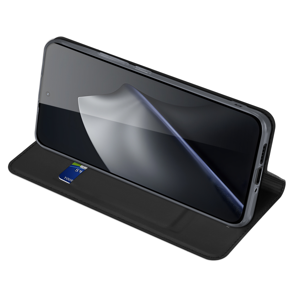 Чехол книжка из кожи черного цвета от Dux Ducis для Xiaomi 15T Pro, серия Skin Pro Series