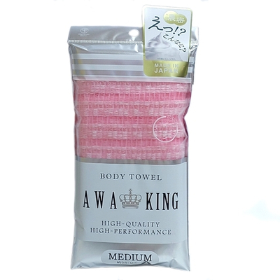 Мочалка-полотенце для тела средней жёсткости YOKOZUNA AWA KING розовая. Размер 28Х100 см.