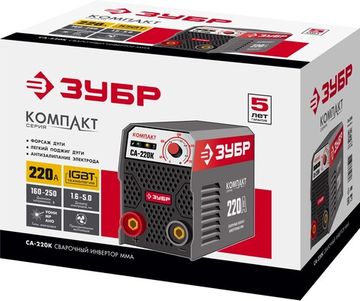 ЗУБР ММА, 220 А, КОМПАКТ, сварочный аппарат инверторный, макс. электрод Ø 5.0 мм (СА-220К)