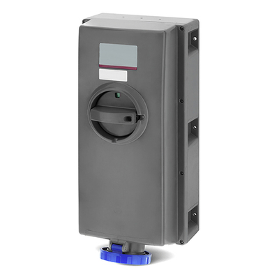 Розетка настенная с мех-ой блокировкой и боковым расположением разъемаIP66 125А 2P+E 230В