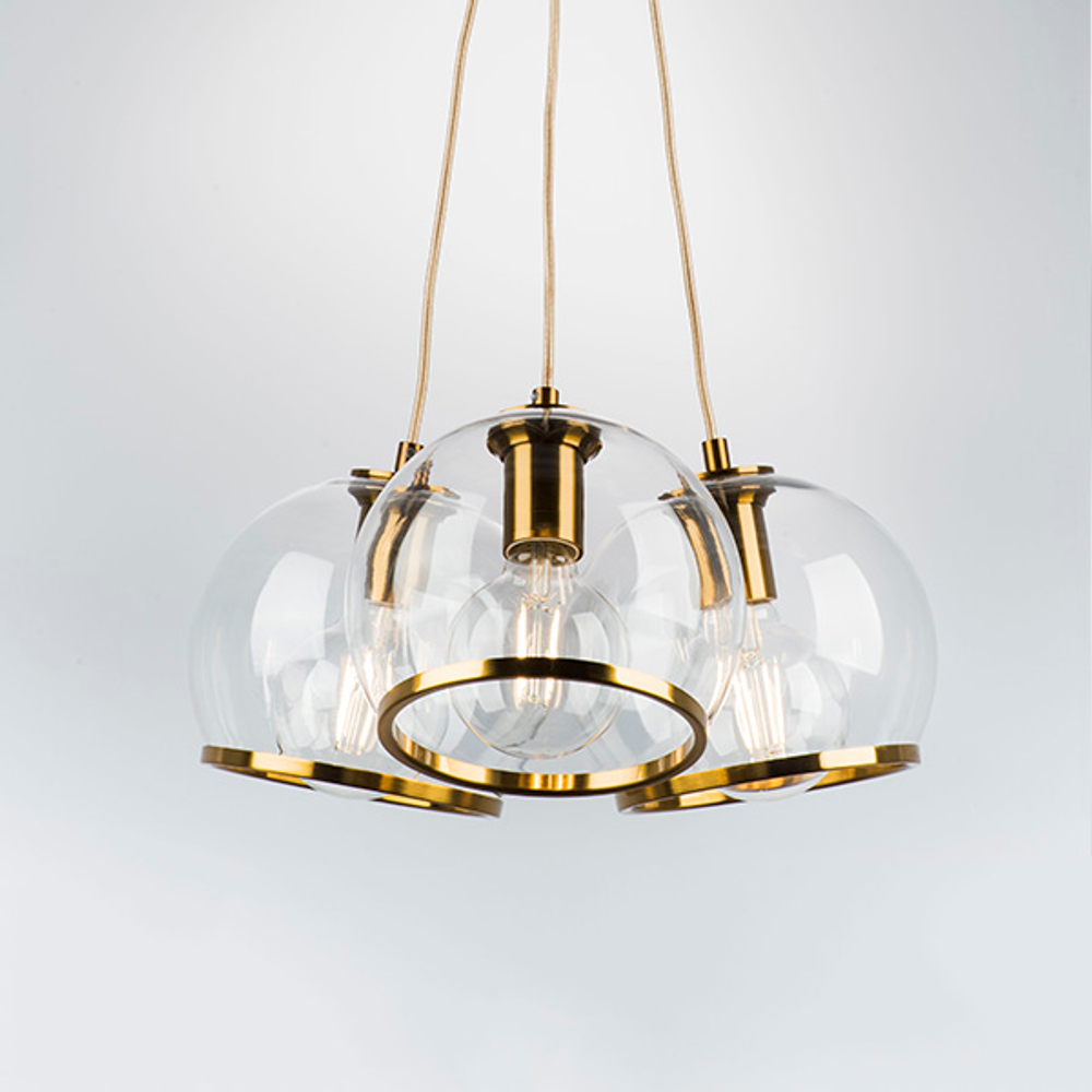 729031 Люстра SFERICO 3х40W E27 ЛАТУНЬ/ПРОЗРАЧНЫЙ