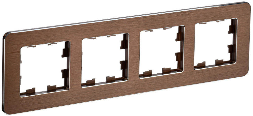 BRITE Рамка 4-местная РУ-4-1-Бр металл коричневый RE AL IEK