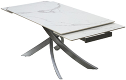 Стол ESTEBIO 160 GLOSS STATUARIO WHITE SOLID CERAMIC / Серый металлик, ®DISAUR