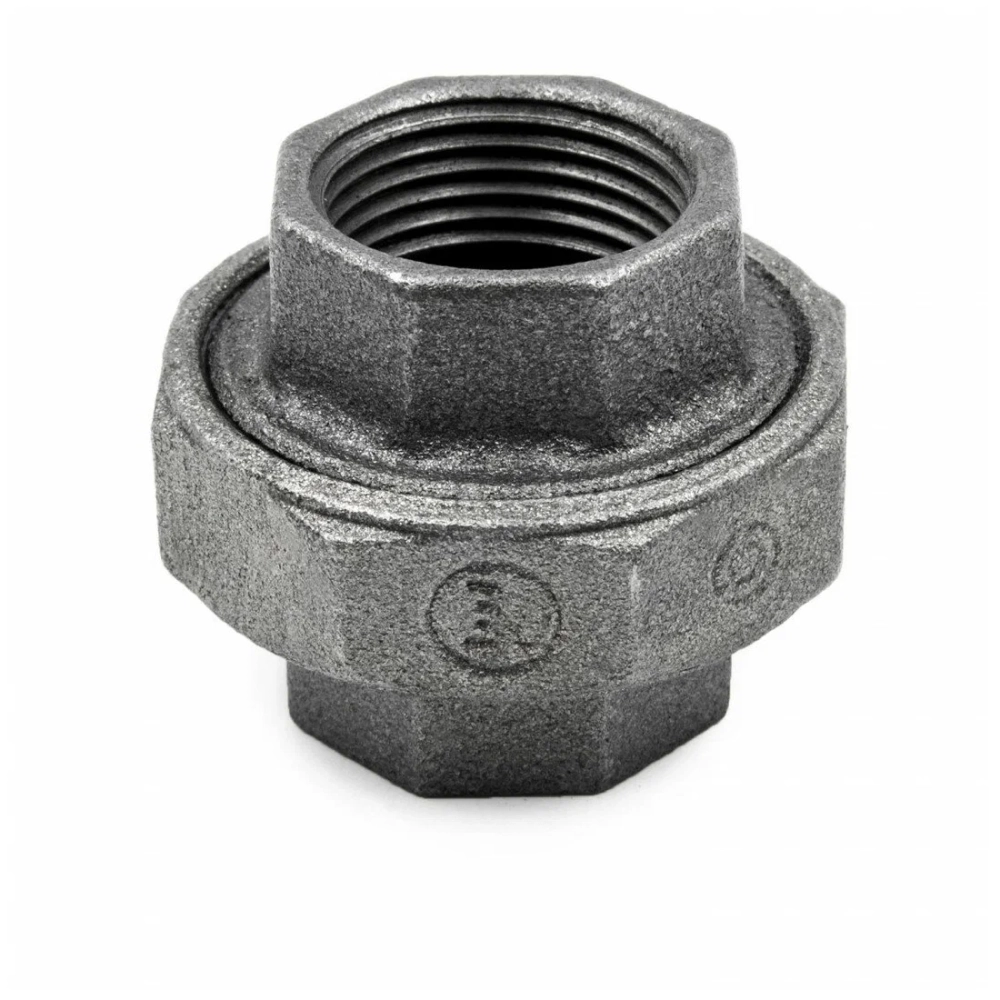 Соединитель прямой черный, американка, внутренняя резьба, Fittex PLUS