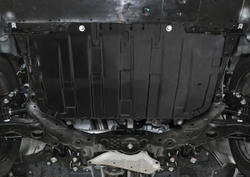 Защита картера и КПП AutoMax для Mazda 3 BM (V - 1.5; 1.6; 2.0) 2013-2018/Mazda 6 GJ (V - 2.0; 2.5) 2012-2018 2018-н.в./Mazda CX-5 (V - 2.0; 2.5) 2011-2017 2017-н.в./Mazda CX-9 II (V - 2.5) 2016-н.в., сталь 1.4 мм, с крепежом, штампованная, AM.3825.1