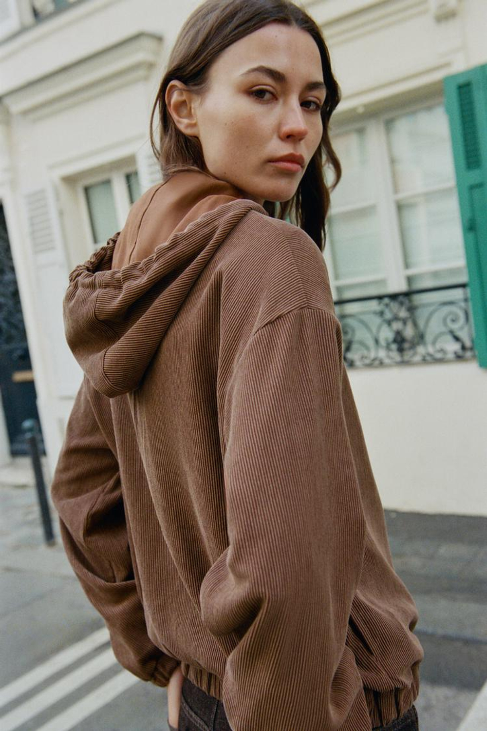 ZARA БОМБЕР С КАПЮШОНОМ, РЫЖЕВАТО-КОРИЧНЕВЫЙ