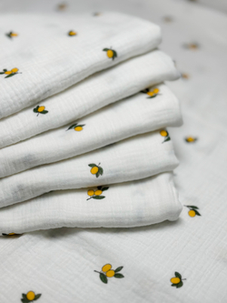 Муслиновая пеленка Лимончики 90*130 (+/-5см)