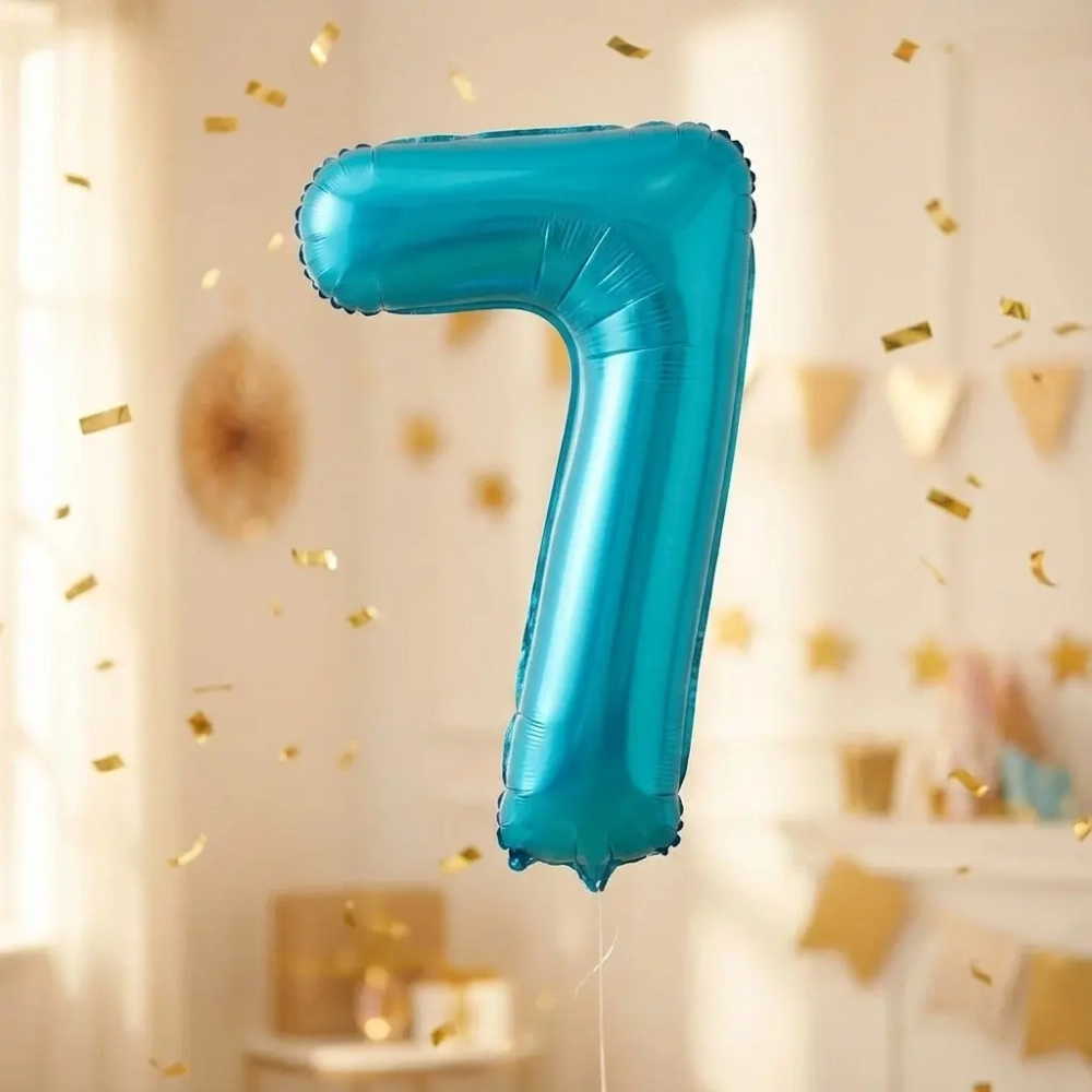 Шар фольгированный 32'/81см «Цифра «7» (голубой)