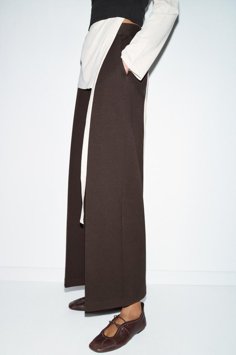 ZARA БРЮКИ ИЗ ИНТЕРЛОКА, ШОКОЛАДНЫЙ