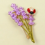 Брошь «GOLD Podarok», Веточка лаванды с божьей коровкой, цвет как на фото, 5.2*2.5см (символ Любви и Нежности)