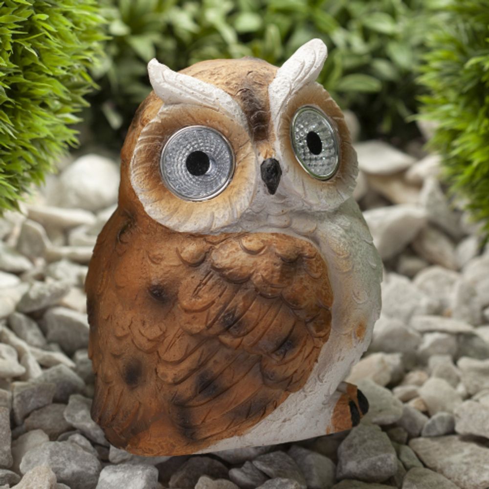 ERAFYS01-11 ЭРА Эра Садовый светильник Филин рыжий на солнечной батарее, полистоун, 13 см | Садовые декоративные светильники