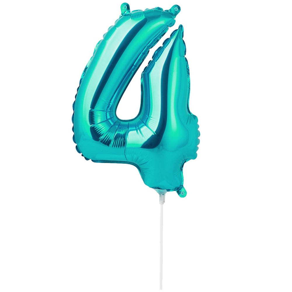 Шар фольгированный Цифра 4 41 см (Сине-Зелёный)