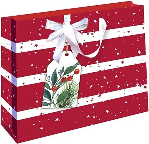 Пакет подарочный, Новогодние звездочки, Красный, 50*40*15 см, 1 шт.