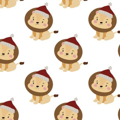 Малыш львенок в колпаке Санта Клауса дизайн для детей